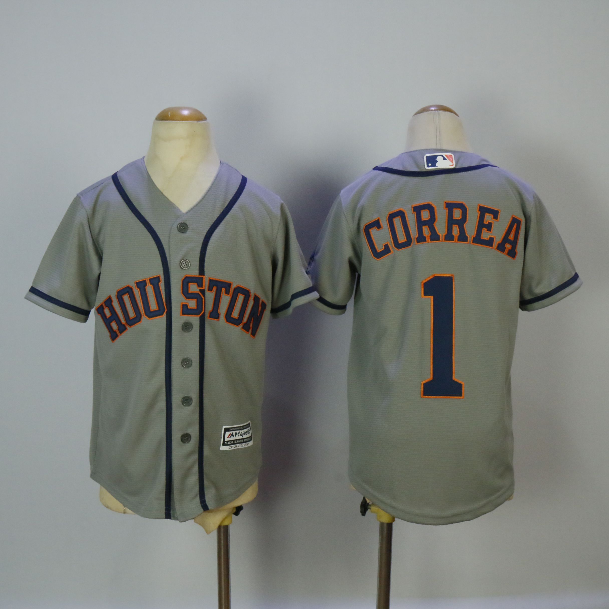 Youth Houston Astros #1 Correa Grey MLB Jerseys->youth mlb jersey->Youth Jersey